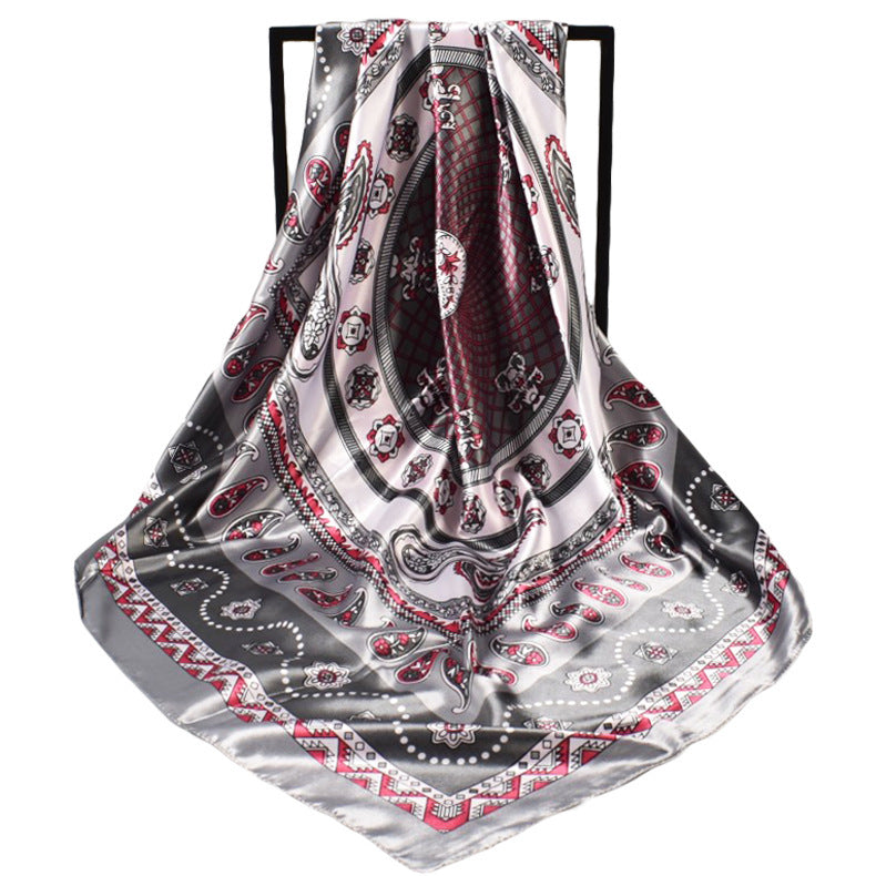 Minimalist Pattern Satin Kerchief Cashew Nut Silk Towel