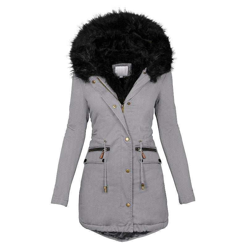 Plush Hooded  Winter Warm   Zip-up Jacket