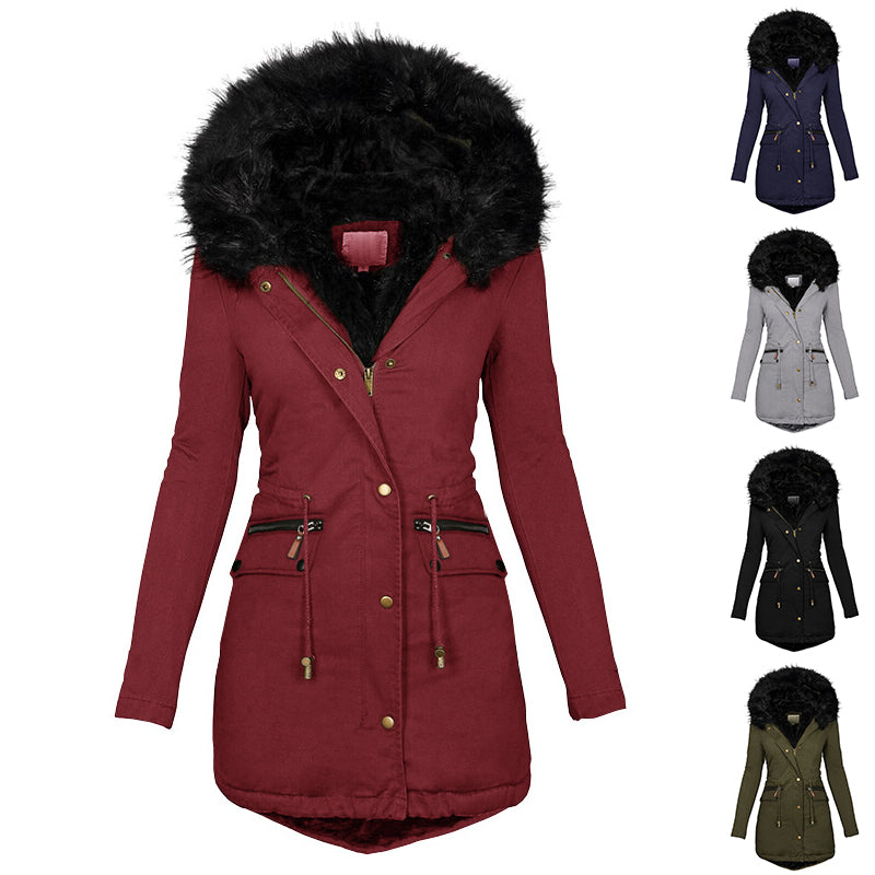 Plush Hooded  Winter Warm   Zip-up Jacket