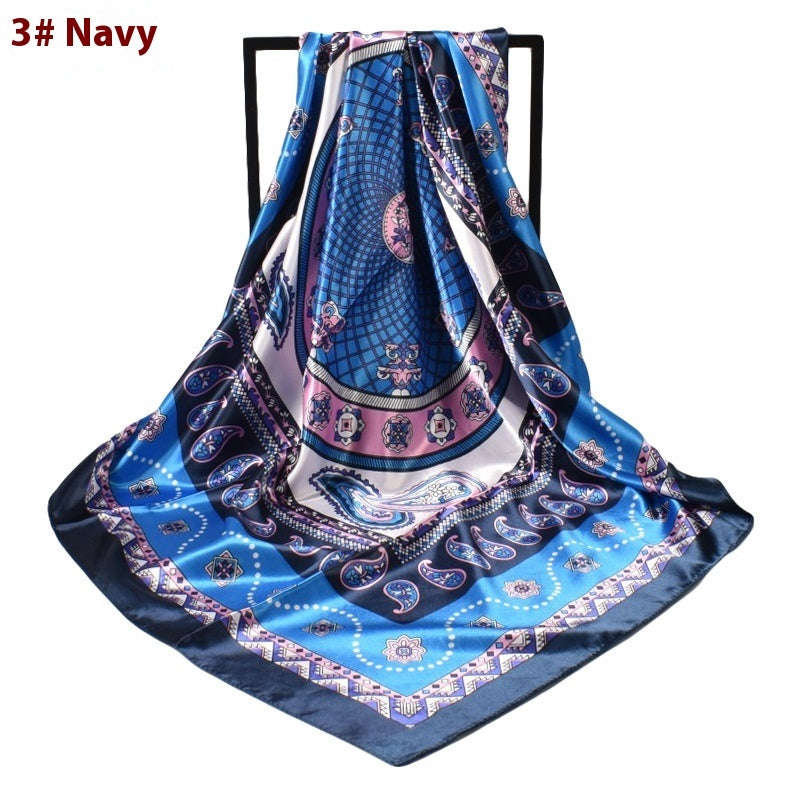 Minimalist Pattern Satin Kerchief Cashew Nut Silk Towel