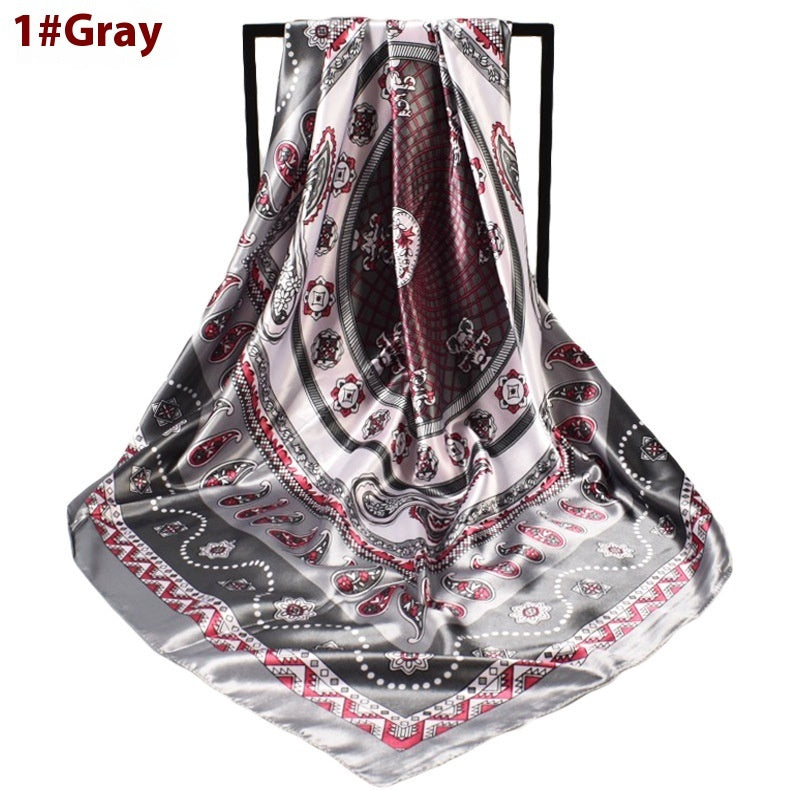 Minimalist Pattern Satin Kerchief Cashew Nut Silk Towel