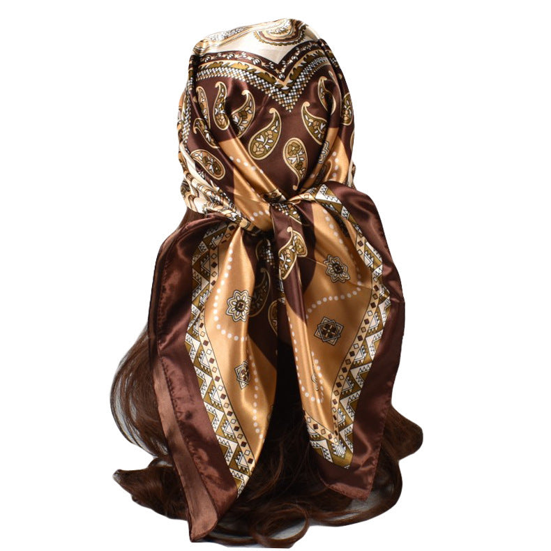 Minimalist Pattern Satin Kerchief Cashew Nut Silk Towel