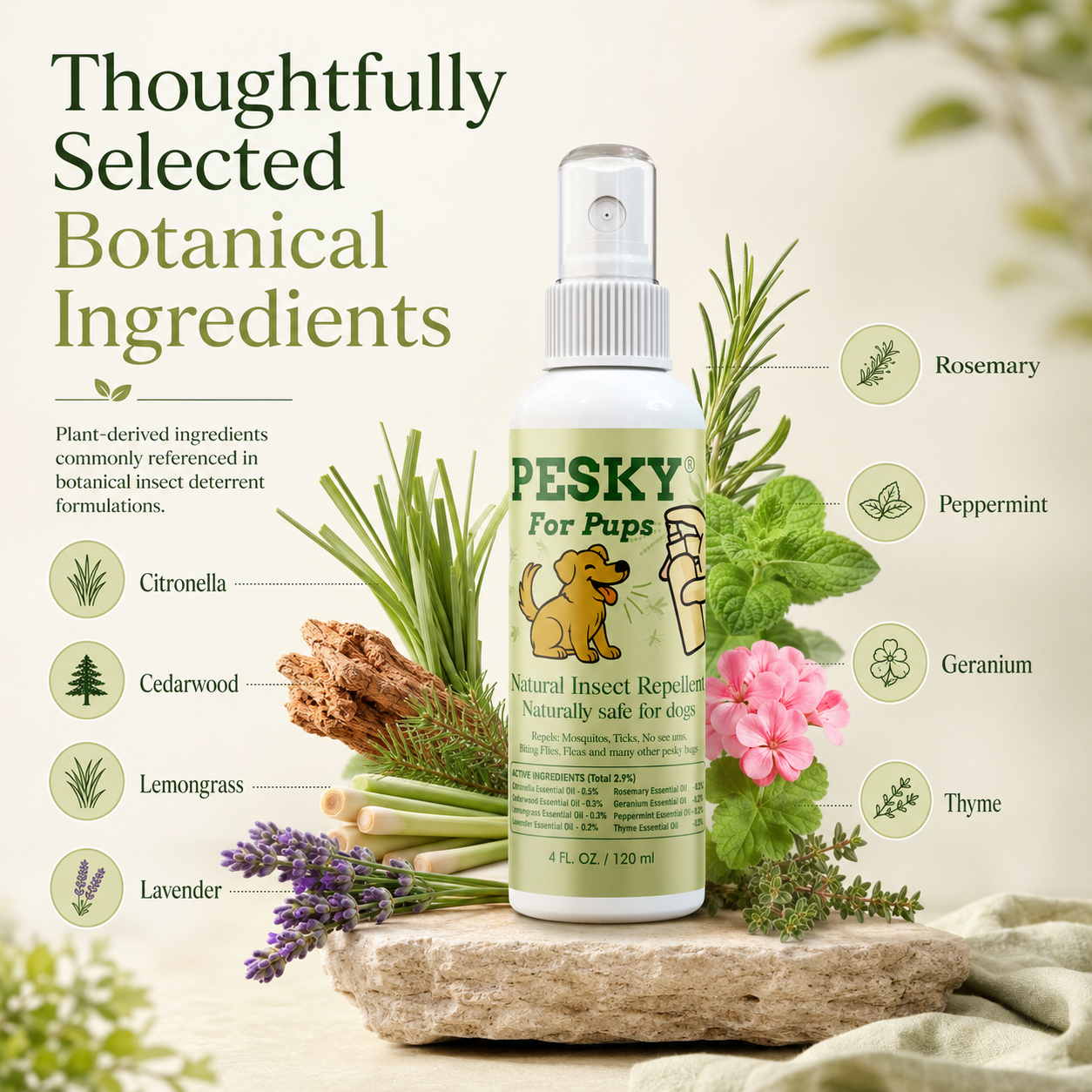 🐶 PESKY® for Pups Plant-Based Insect Deterrent Spray for Dogs