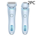 Electric hair removal shaver set of two in light blue with digital display
